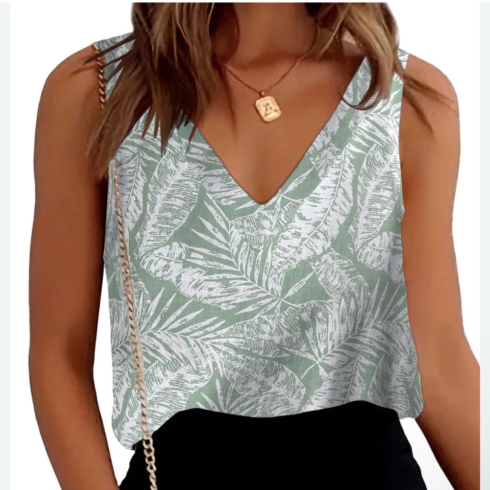 🌻 100% Cotton Tropical Print Sleeveless Blouse